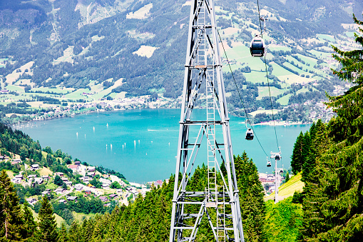 Cable Car above the town of Zell am See, Austria