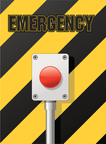 Industrial red emergency button.