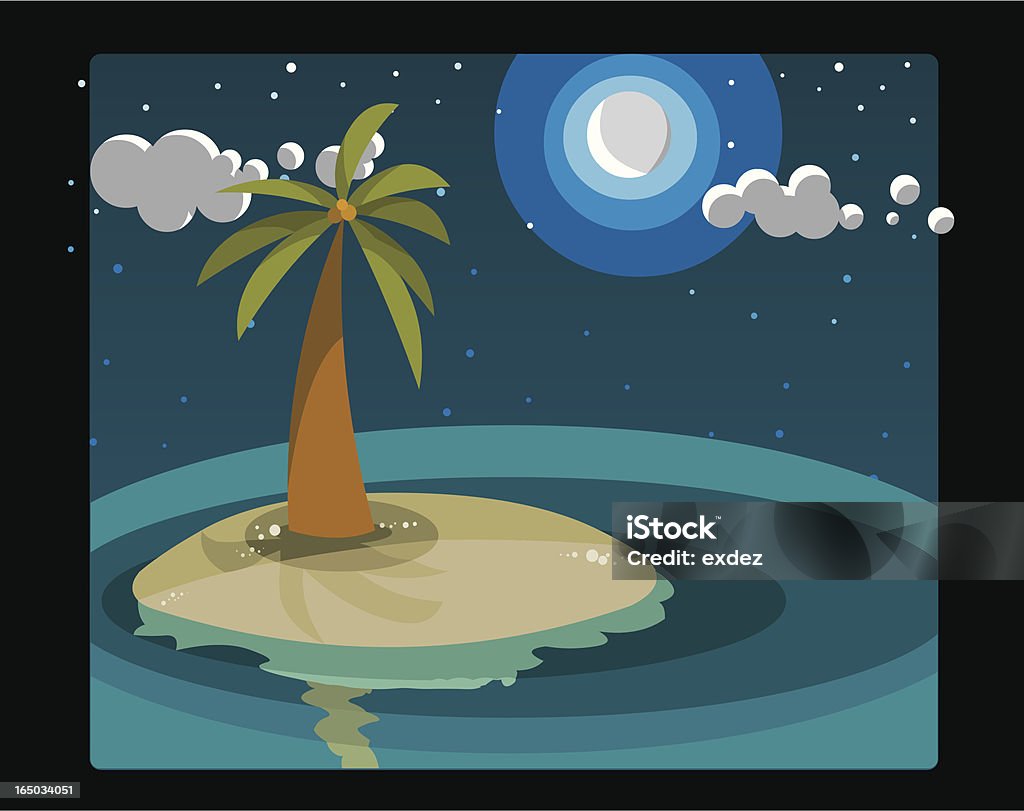 Island bei Nacht, Vektor - Lizenzfrei Baum Vektorgrafik