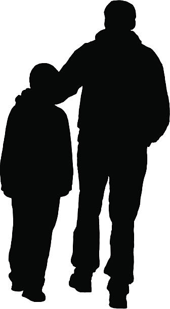 &父と息子のシルエット - silhouette men people handcarves点のイラスト素材／クリップアート素材／マンガ素材／アイコン素材