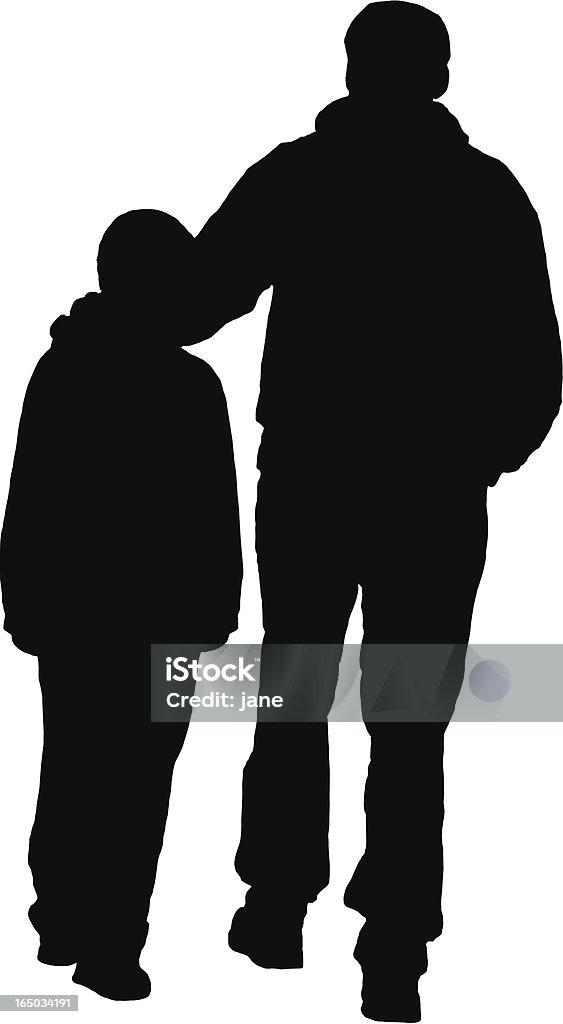 Father & Son Silhouette A silhouette of a father with his hand on his son's shoulder.  Includes AI, EPS and JPG files. In Silhouette stock vector