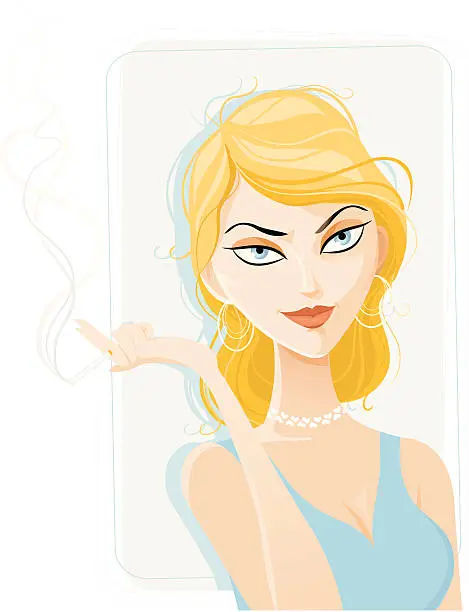 Vector illustration of Sophisticated Young Woman  Smoking