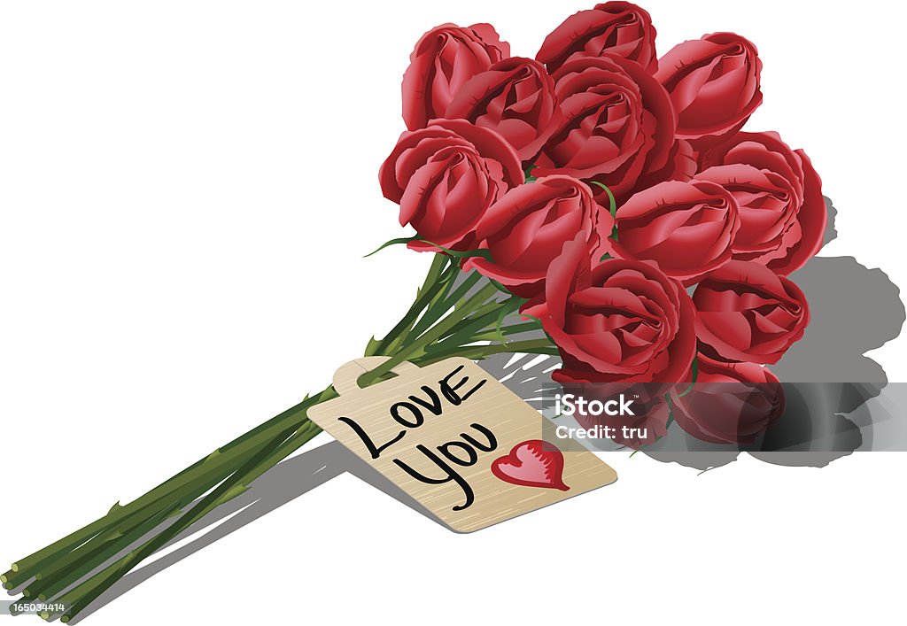 Ein Dutzend rote Rosen und Nachrichten - Lizenzfrei Blumenstrauß Vektorgrafik