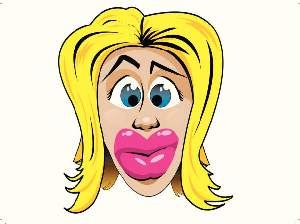 blondes bimbo stereotype-vektor-illustration - big lips stock-grafiken, -clipart, -cartoons und -symbole