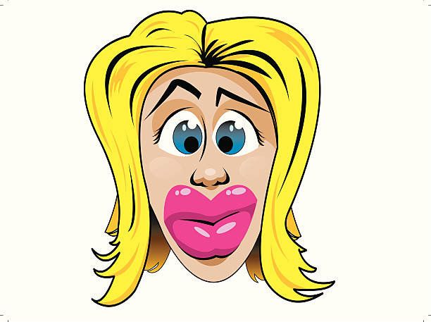 ilustrações, clipart, desenhos animados e ícones de loira bimbo estereótipo-ilustração vetorial - big lips