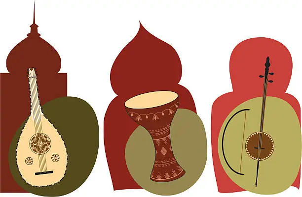 Vector illustration of Middle Eastern Instruments (Vector)