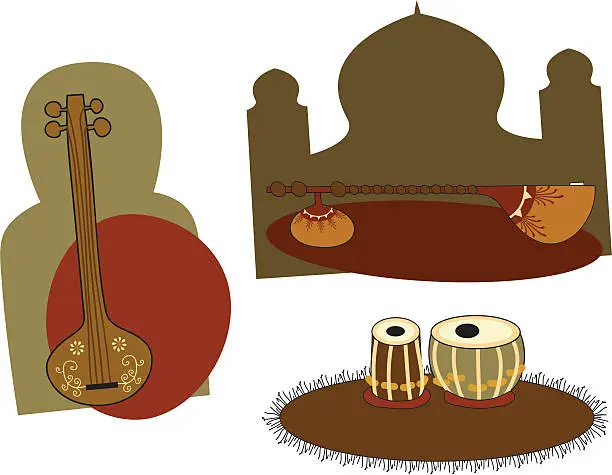 Vector illustration of Indian Instruments (Vector)