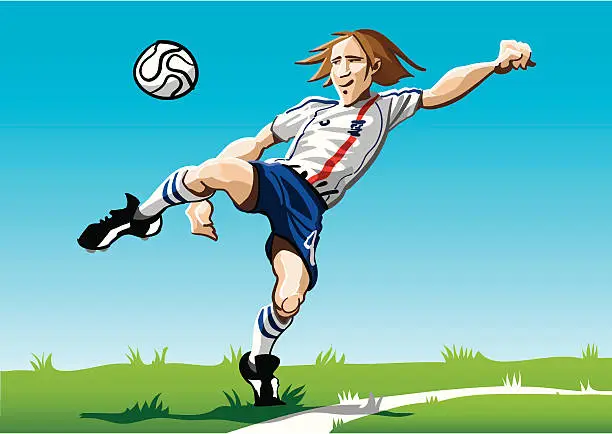 Vector illustration of Cartoon Soccer Player White
