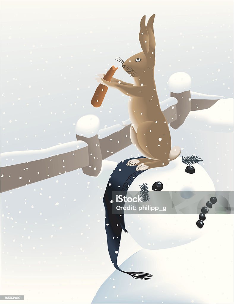 Bonhomme de neige et le Lièvre - clipart vectoriel de Cartoon libre de droits
