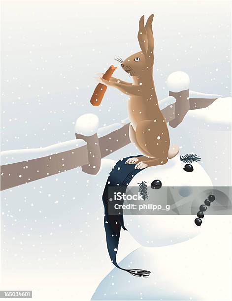 Bonhomme De Neige Et Le Lièvre Vecteurs libres de droits et plus d'images vectorielles de Cartoon - Cartoon, Février, Adulte