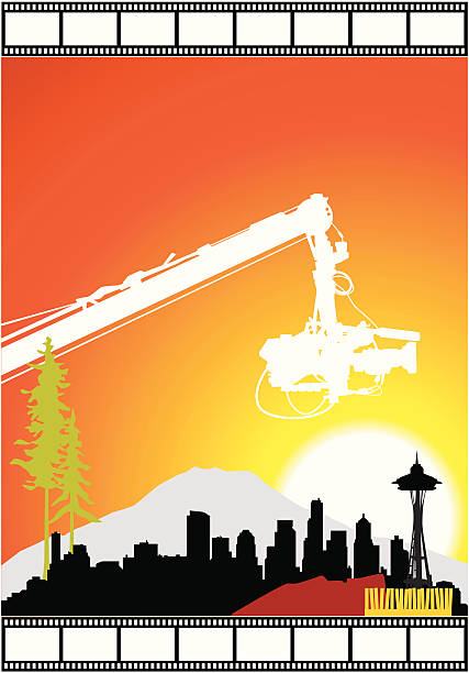 Northwest Film Industry Backdrop ( Vector ) Media/production/tradeshow industry backdrop for Northwest/Seattle. mt rainier stock illustrations