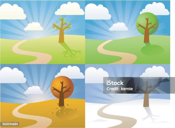 Great Skies Seasons Stock Illustration - Download Image Now - Footpath, Hope - Concept, Tree