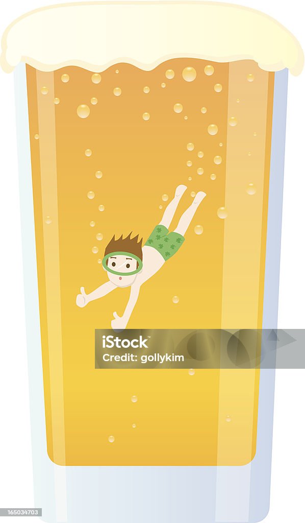 young man swimming in cerveza - arte vectorial de Alegre libre de derechos