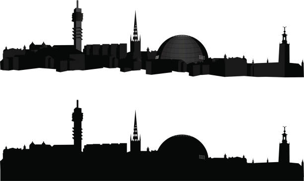 ilustrações, clipart, desenhos animados e ícones de exibir-estocolmo - stockholm silhouette sweden city