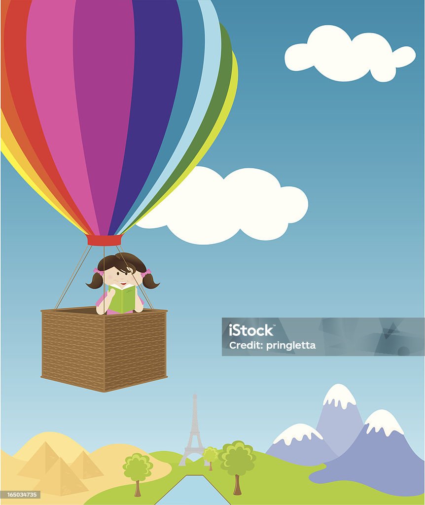 Reading Adventure - incl. jpeg Reading takes you places!  Hot Air Balloon stock vector