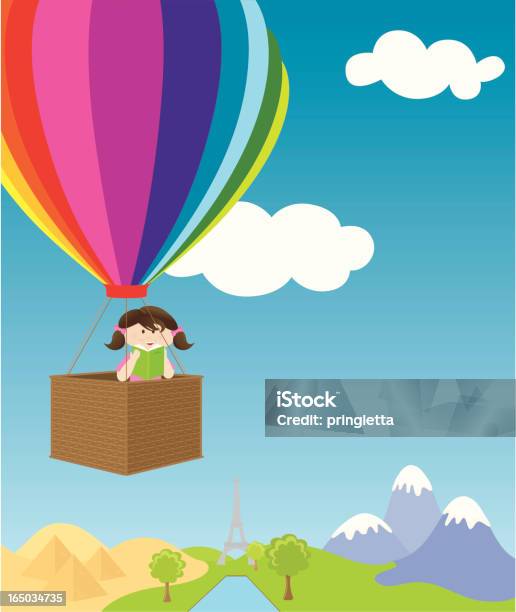 Reading Adventure Incl Jpeg Stock Illustration - Download Image Now - Hot Air Balloon, Adventure, Book