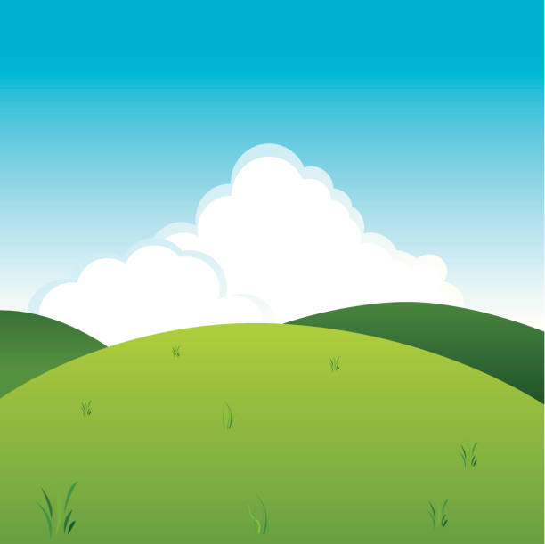 Relax Vector illustration of rolling hills. rolling landscape stock illustrations