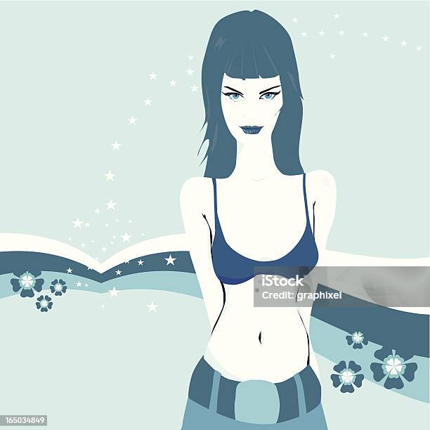 Bela Menina Ilustração - Arte vetorial de stock e mais imagens de Adulto - Adulto, Azul, Beleza