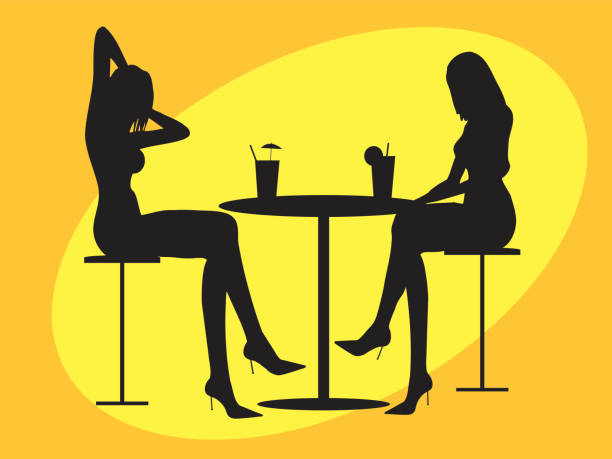 Cocktail for two vector art illustration