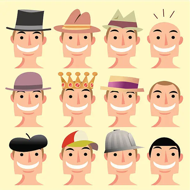 Vector illustration of Hat heads