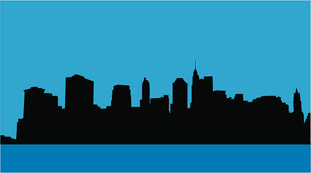 Downtown NYC Skyline A vector illustration as referenced from my photograph of lower Manhattan: south street seaport stock illustrations