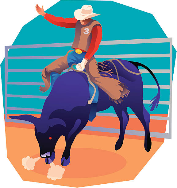 bullenreiten - rodeo bull bull riding cowboy stock-grafiken, -clipart, -cartoons und -symbole