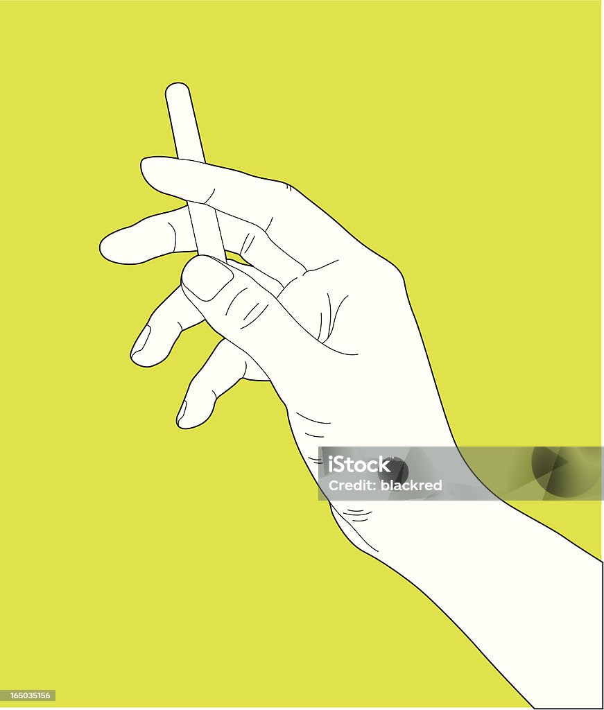 Hand Holding Cigarette Outline illustration of a hand holding a cigarette. Cigarette stock vector