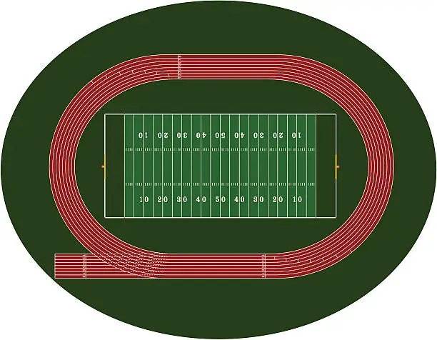 Vector illustration of Football Field & Track Orthographic