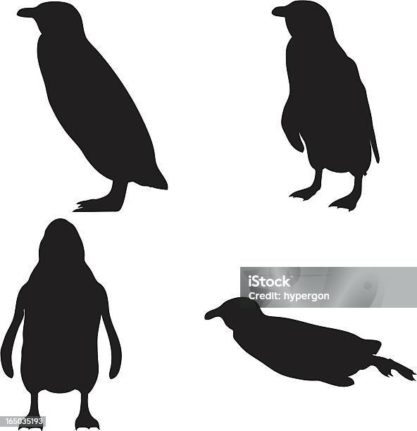 Coleção De Silhuetas Vetor Pinguim Formato Jpg - Arte vetorial de stock e mais imagens de Pinguim - Pinguim, Andar à Pato, Animal