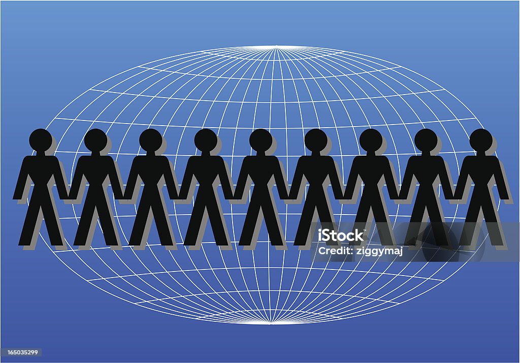 Chain of Paper People over The Globe Chain of Paper People over The Globe, can change the color and size. Childhood stock vector