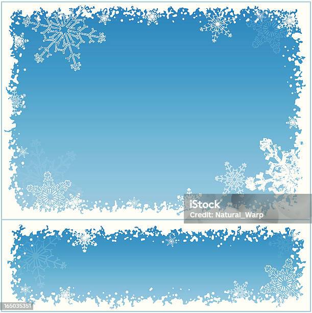 Floco De Neve Frame 02 - Arte vetorial de stock e mais imagens de Ao Ar Livre - Ao Ar Livre, Artigo de Decoração, Azul