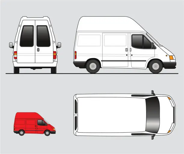 Vector illustration of Four illustrations of delivery trucks