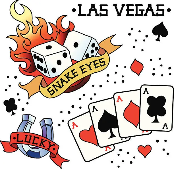 Vector illustration of Vintage Tattoo - Las Vegas