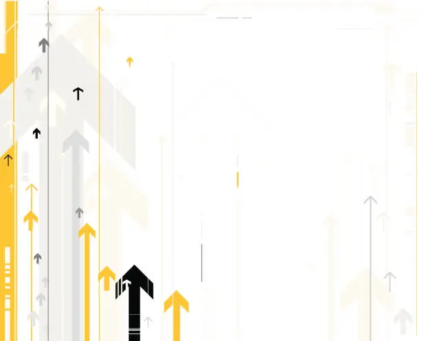 Vector illustration of Background image featuring yellow, black, and gray arrows