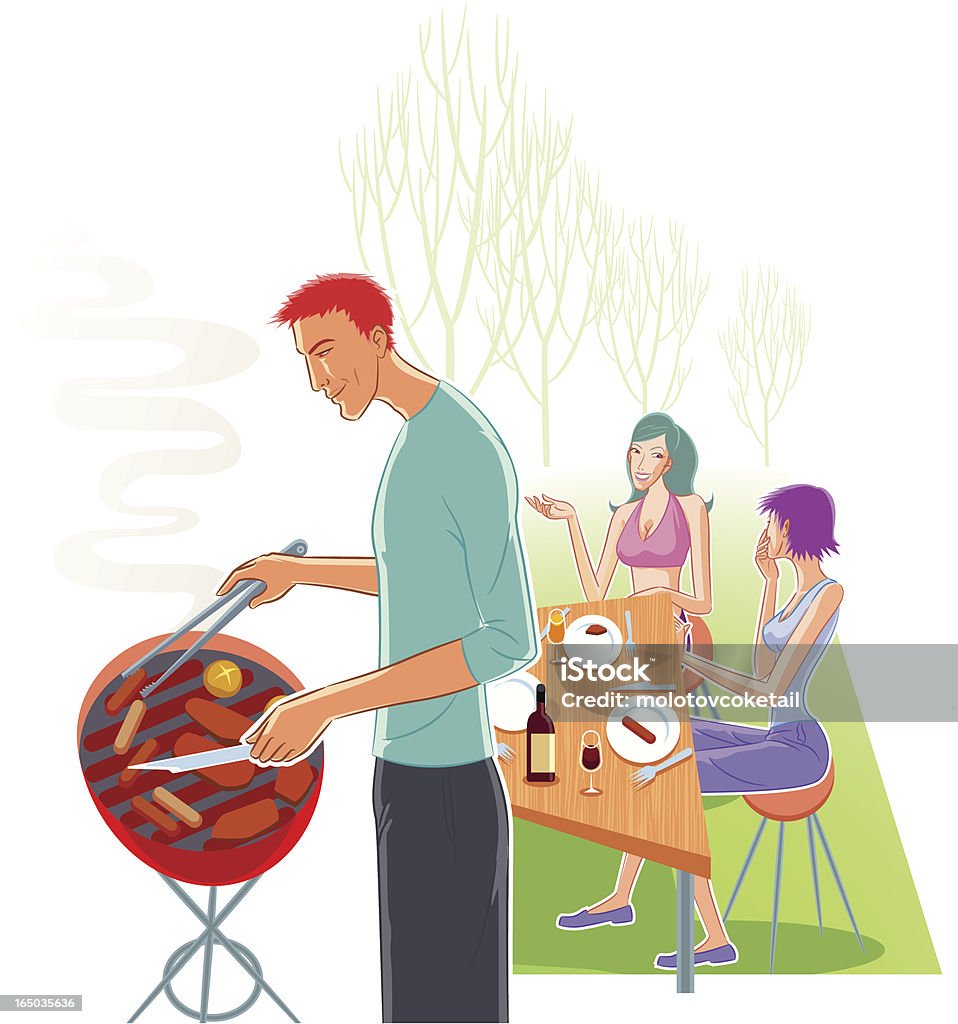 barbecue dans le parc - clipart vectoriel de Adulte libre de droits