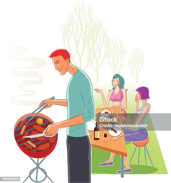 Barbecue Dans Le Parc Vecteurs libres de droits et plus d'images vectorielles de Adulte - Adulte, Aliment, Arbre