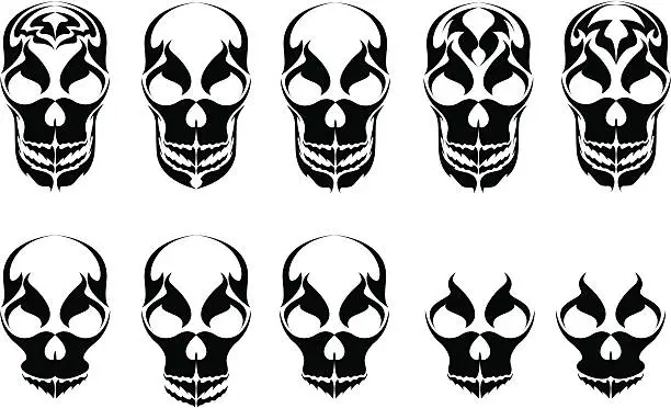 Vector illustration of tribal skulls