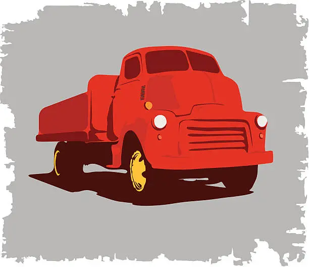 Vector illustration of Red Old American Truck