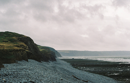 Cliffs by Abbotsham looking towards Clovelly on the South West Coast Path, 35mm film, Devon UK