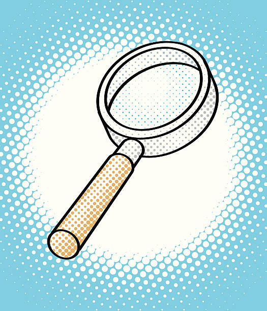 pop art: dochodzenia - magnifying glass scrutiny challenge exploration stock illustrations