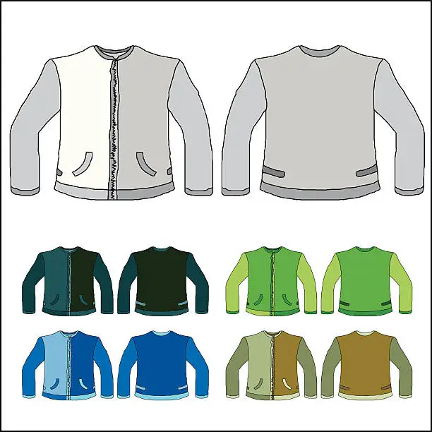 Vector illustration of Jacket with zipper and pockets