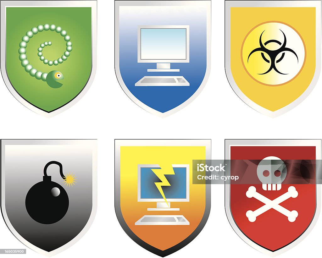 antivirus pertenencias-COMPUTADORA shields - arte vectorial de Bomba libre de derechos