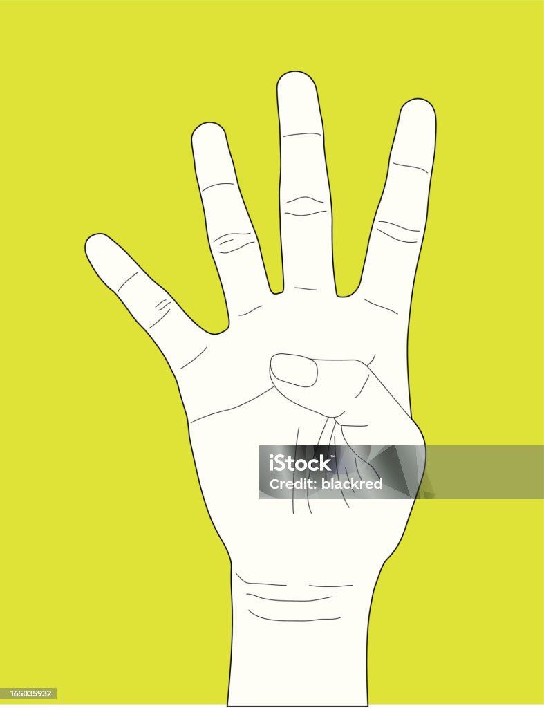 Hand Gesture Number Four Outline illustration of a hand gesture - Number Four. Vector stock vector