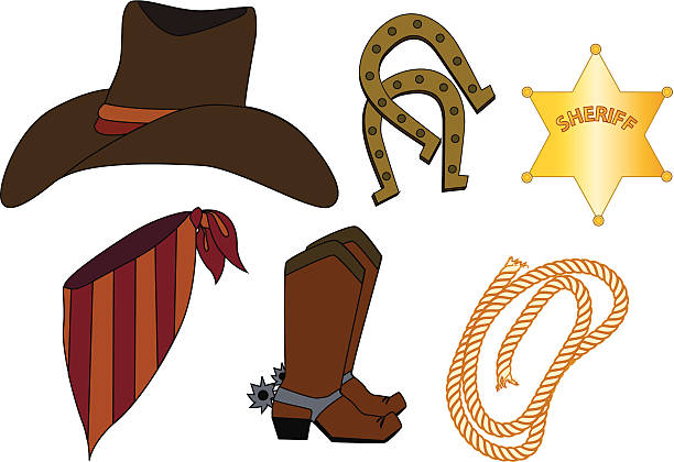 ilustrações, clipart, desenhos animados e ícones de western de usar - cowboy hat personal accessory equipment headdress