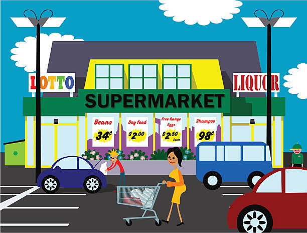 A illustration of a supermarket vector art illustration