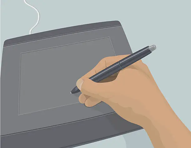 Vector illustration of Drawing On Graphics Tablet