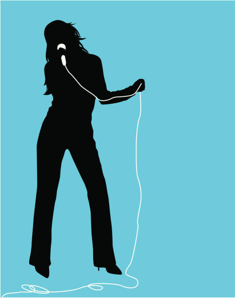 kobieta piosenkarka (wektor - singing silhouette singer karaoke stock illustrations