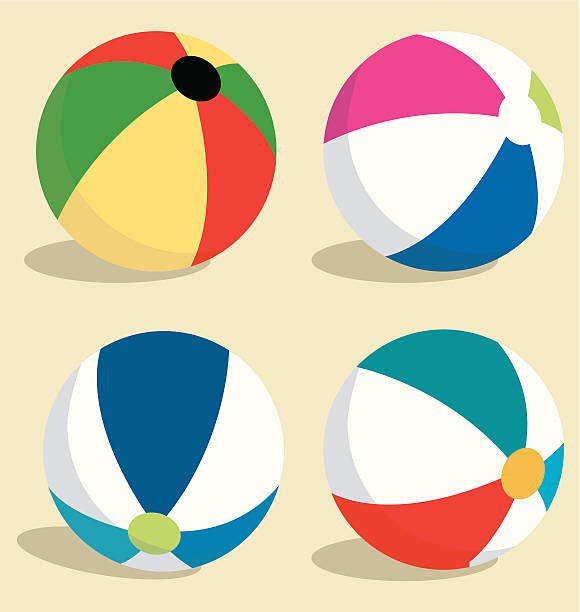 illustrazioni stock, clip art, cartoni animati e icone di tendenza di palla da spiaggia colorato - aciculum