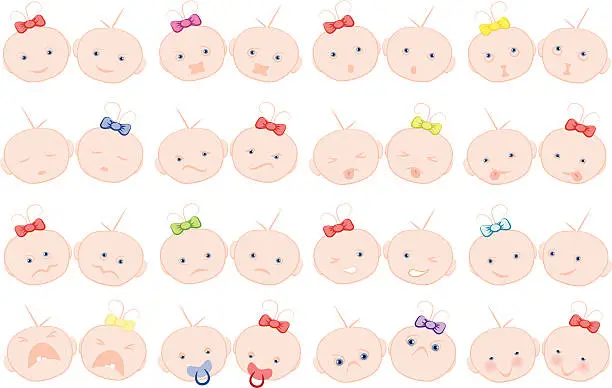 Vector illustration of Baby emoticons