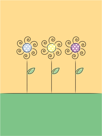3 stylized flowers
